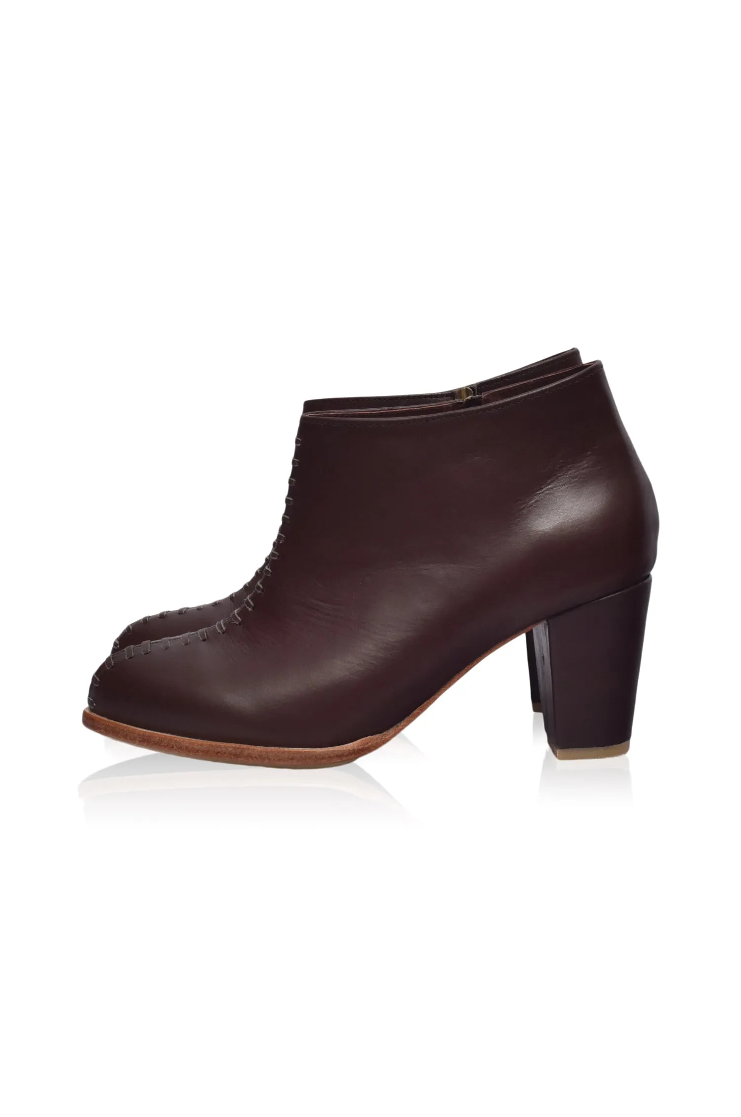 Monte Carlo Leather Booties in Dark Brown