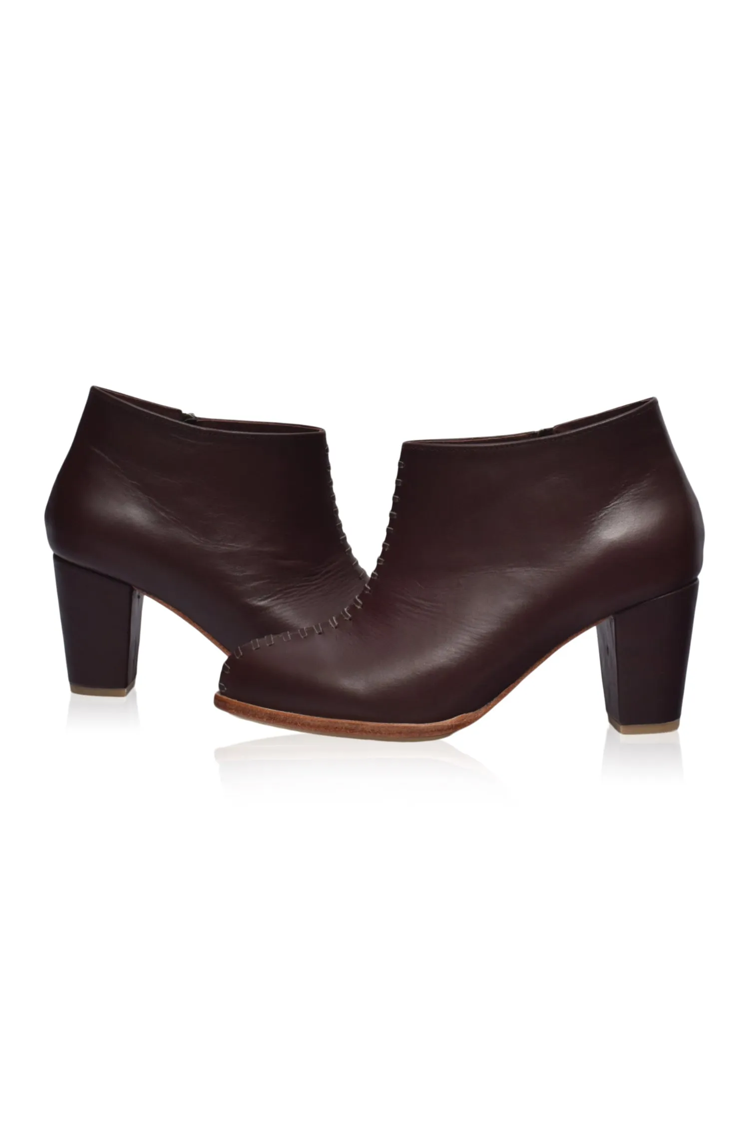 Monte Carlo Leather Booties in Dark Brown