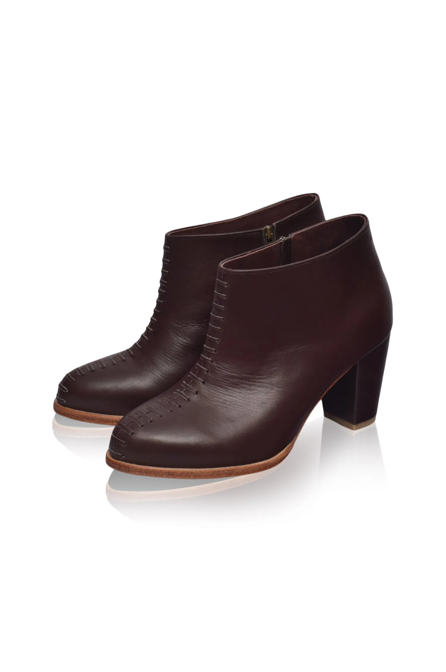 Monte Carlo Leather Booties in Dark Brown