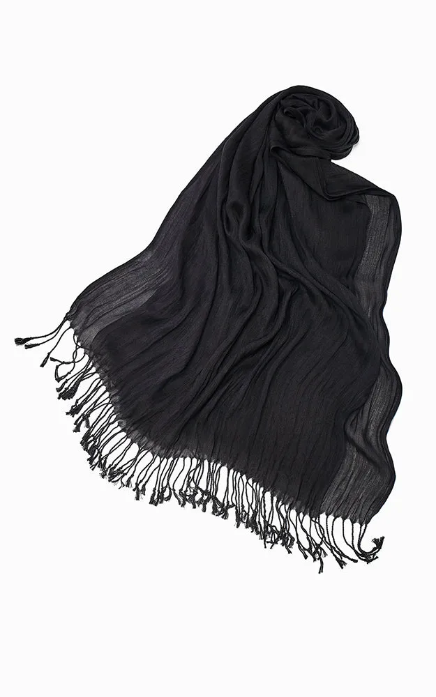 MSF0100 Solid Scrunch Silk Oblong Scarf