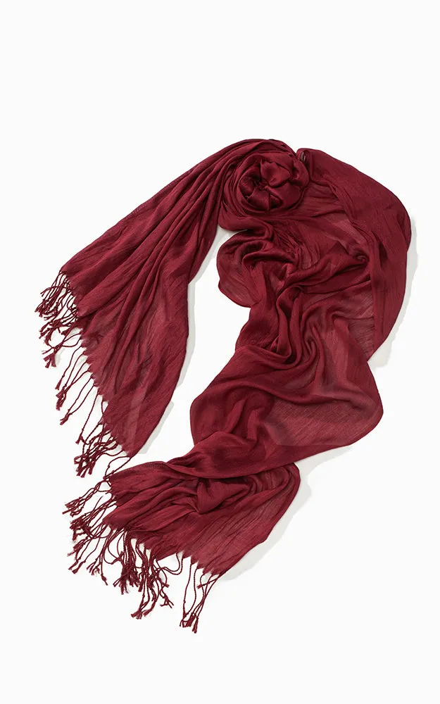 MSF0100 Solid Scrunch Silk Oblong Scarf