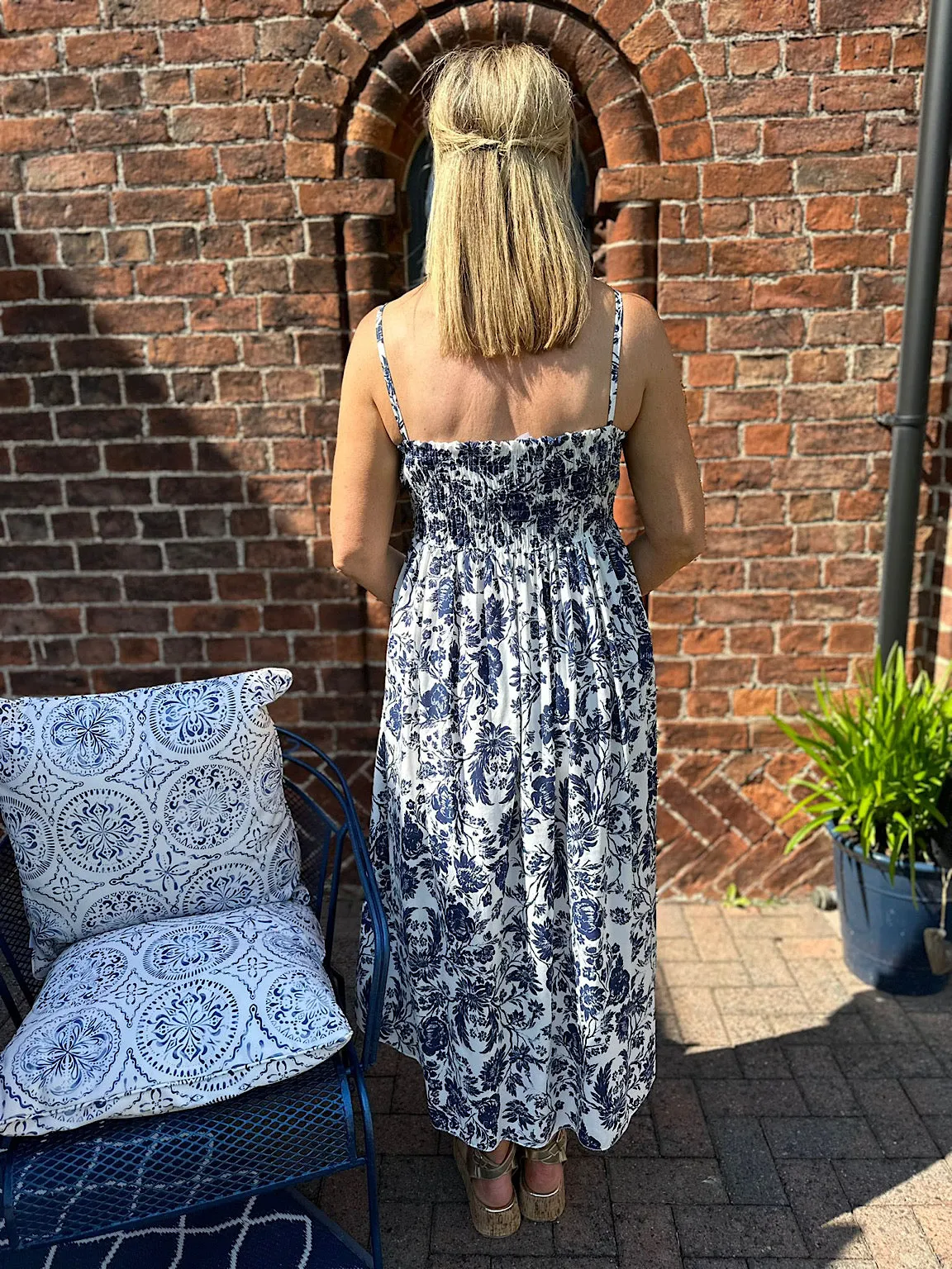 Navy Nature Print Summer Dress Davina