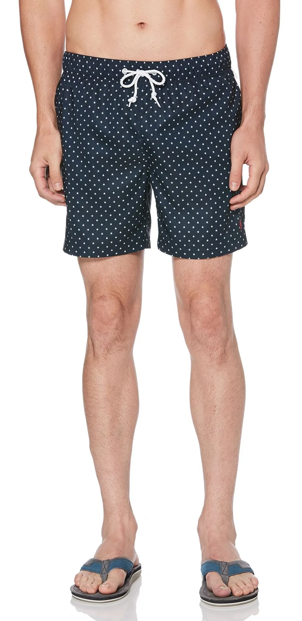 Original Penguin Star Print Elastic Volley Swim Shorts Dark Sapphire