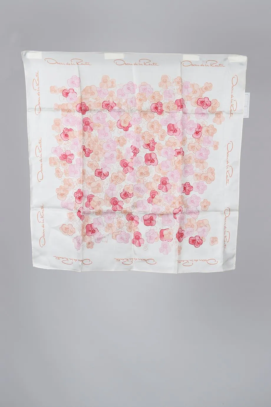 OSCAR DE LA RENTA FLORAL PRINT SILK SCARF