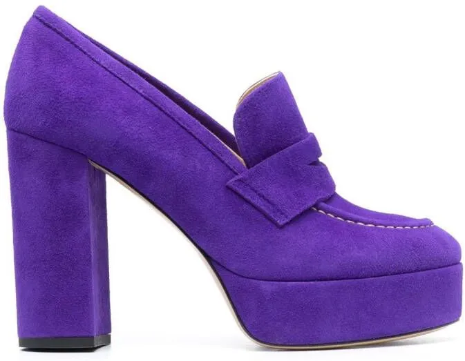 P.A.R.O.S.H. penny-slot 115mm suede platform sandals Purple