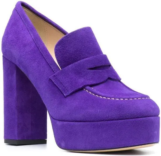 P.A.R.O.S.H. penny-slot 115mm suede platform sandals Purple