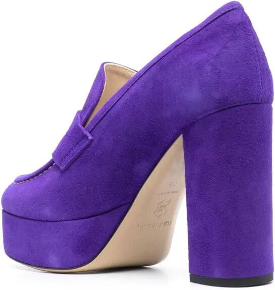 P.A.R.O.S.H. penny-slot 115mm suede platform sandals Purple