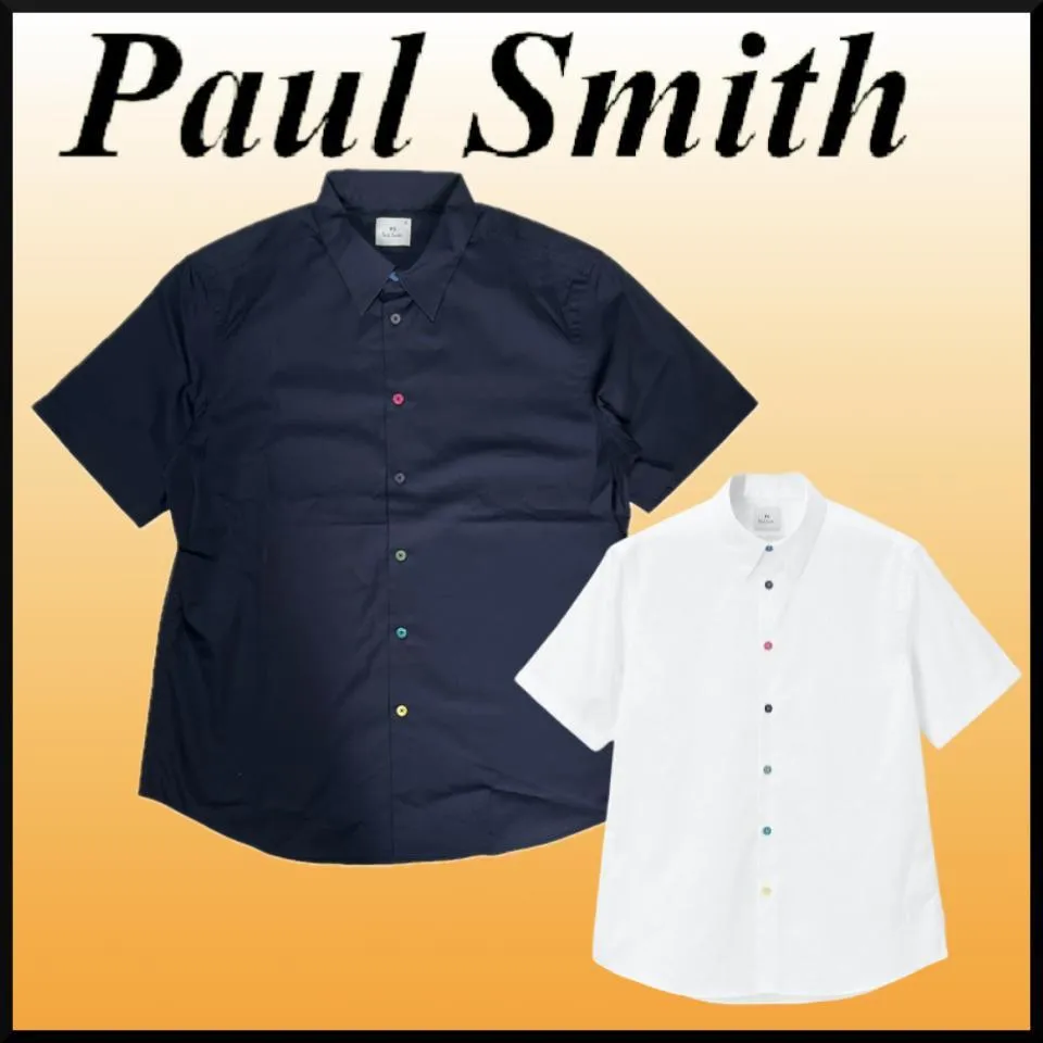 Paul Smith  |Stripes Street Style Plain Cotton Short Sleeves Logo Shirts