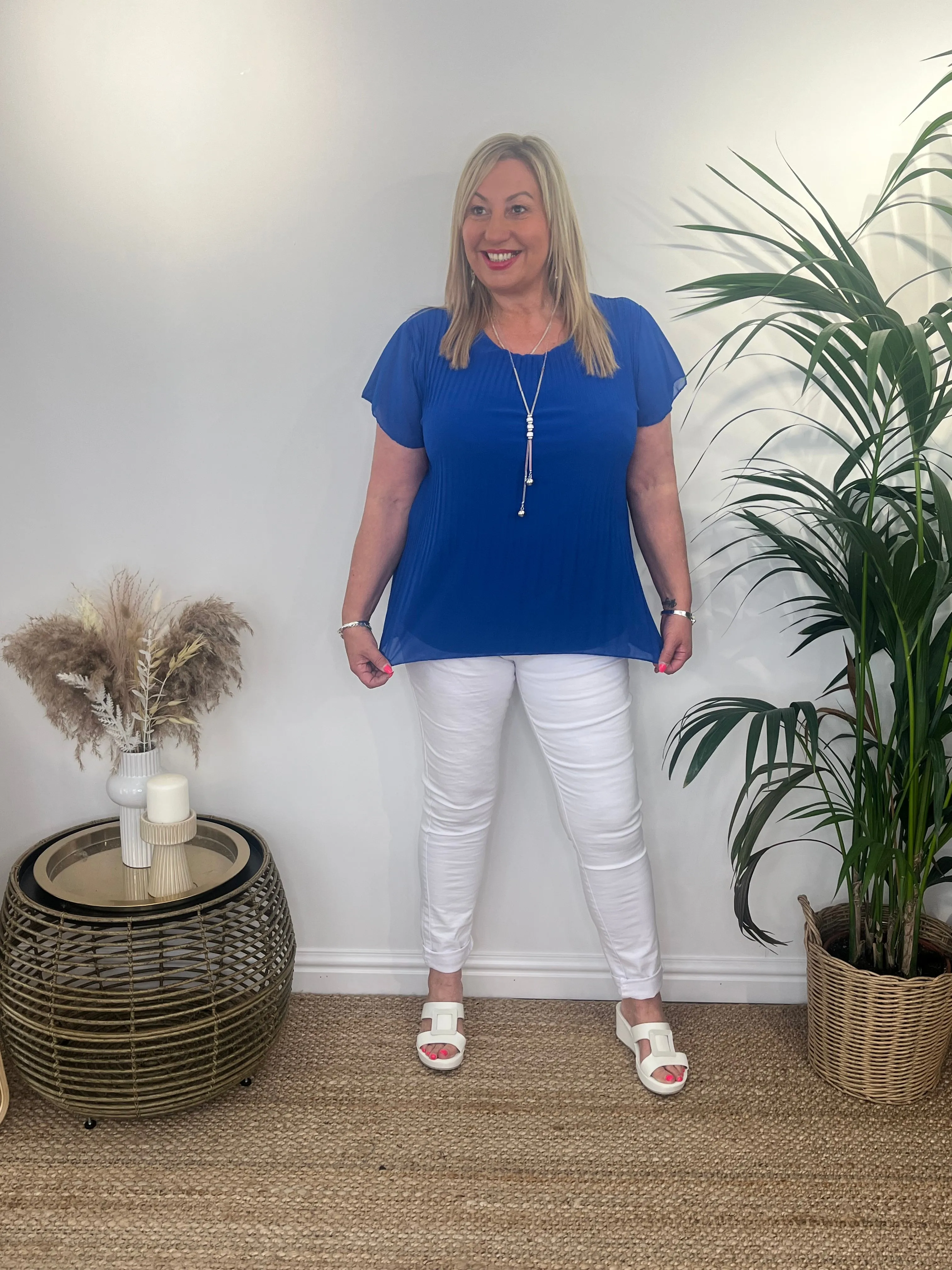 PENNY Pleated Blouse & Necklace