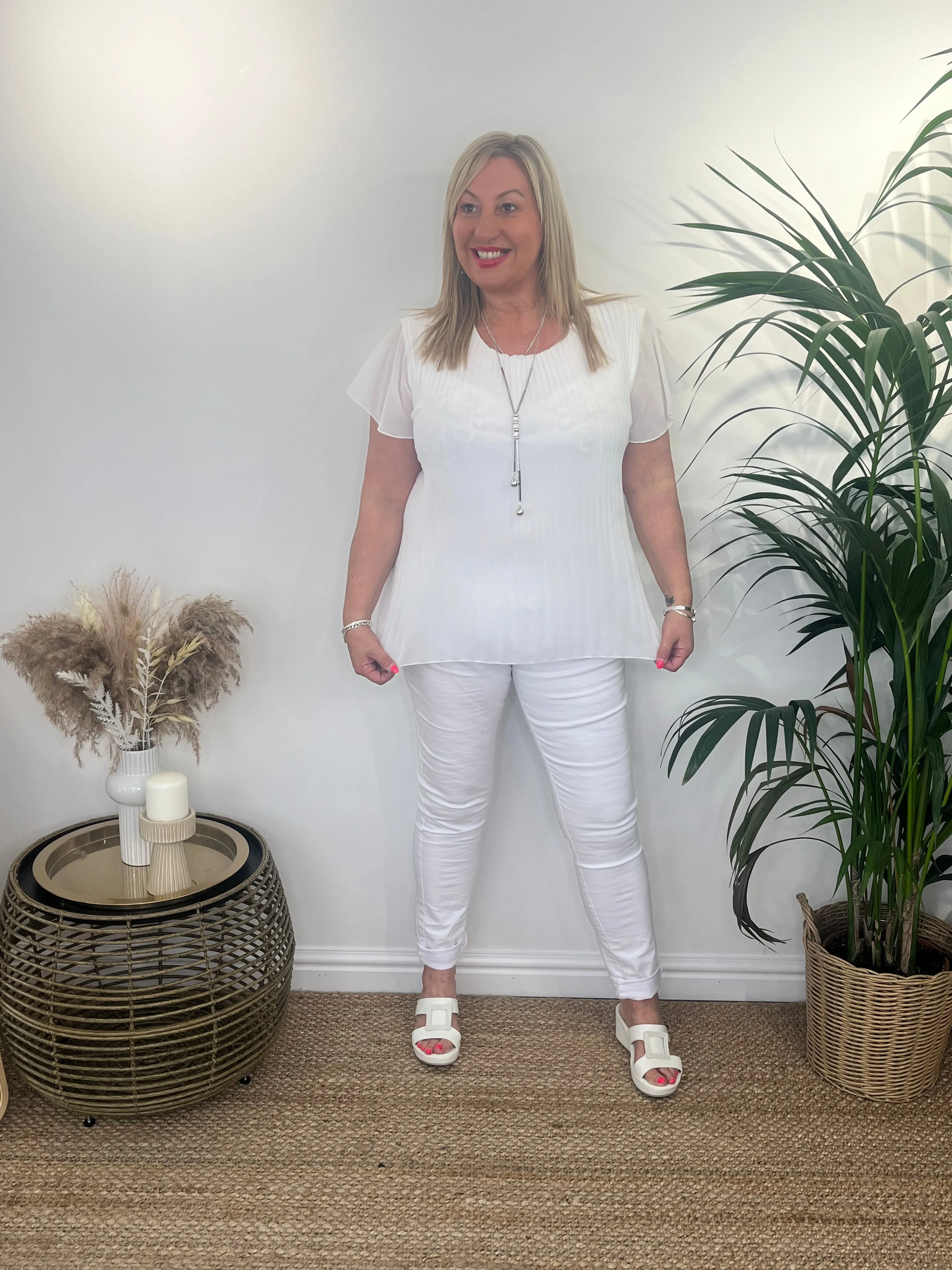 PENNY Pleated Blouse & Necklace