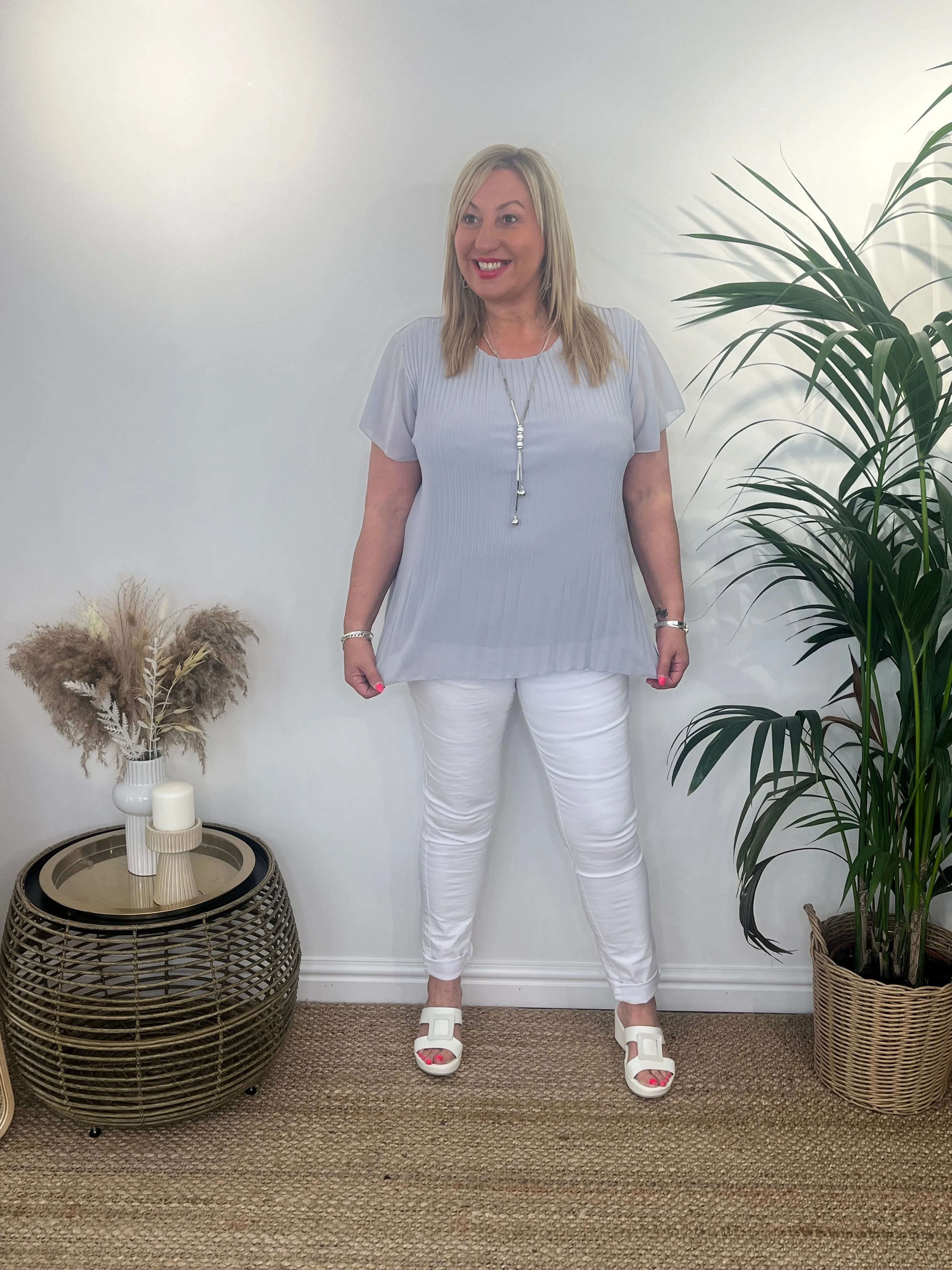 PENNY Pleated Blouse & Necklace