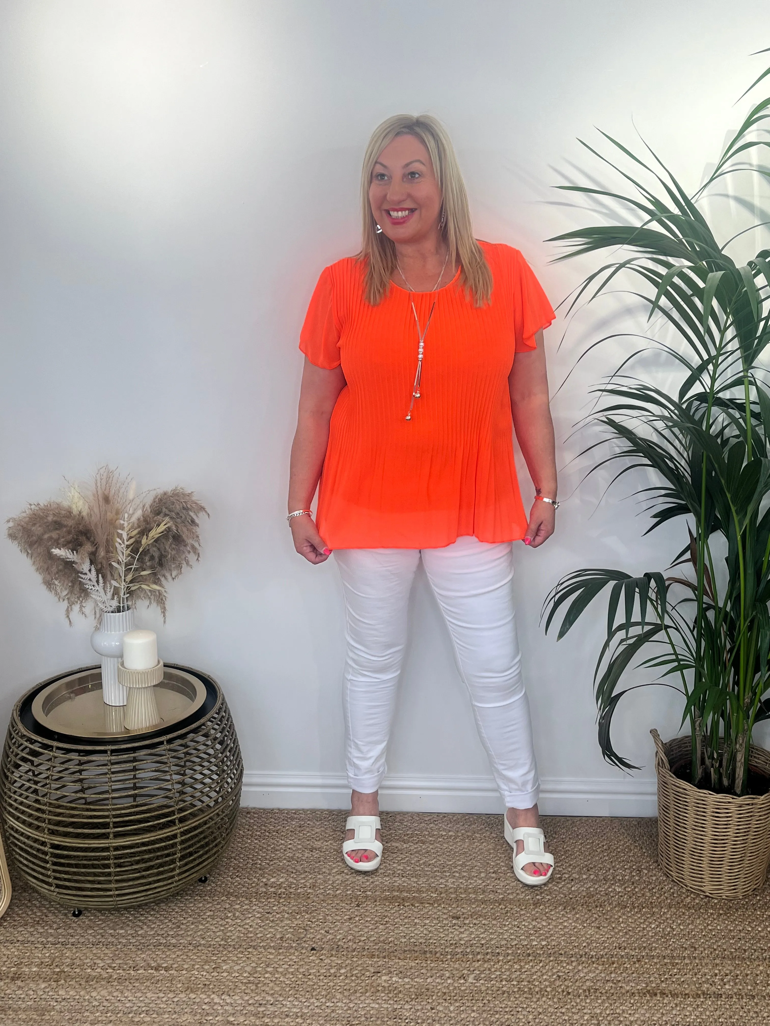 PENNY Pleated Blouse & Necklace