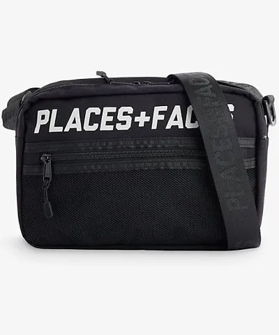 Places + Faces Mens Black OG logo-print woven pouch bag