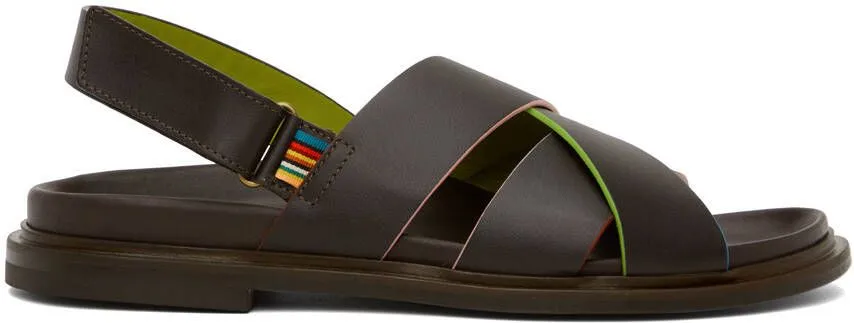 Pop Trading Company Brown Paul Smith Edition Leather Sandals