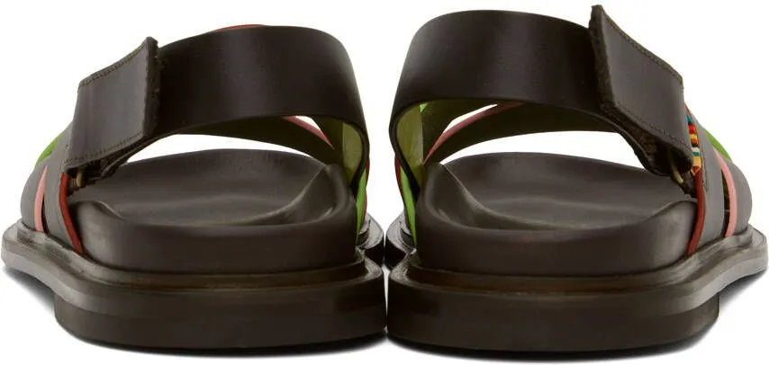 Pop Trading Company Brown Paul Smith Edition Leather Sandals