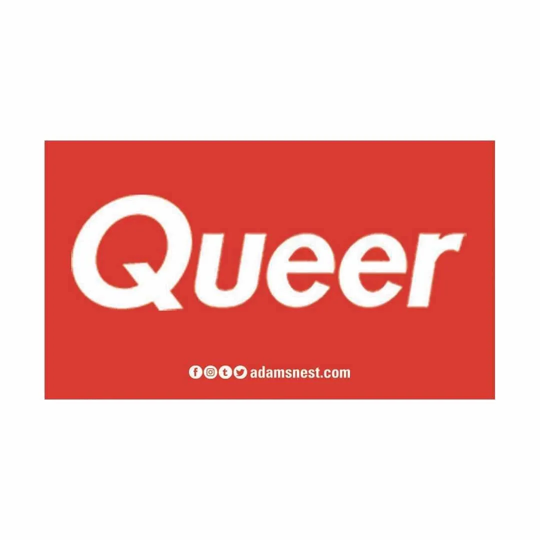 Queer Red Rectangle Sticker supporting The Trevor Project