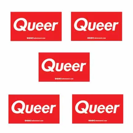 Queer Red Rectangle Sticker supporting The Trevor Project