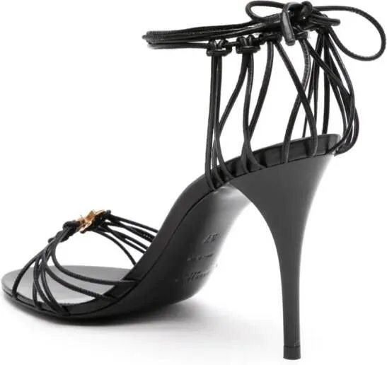 Saint Laurent 90mm Babylone Cassandre-plaque leather sandals Black