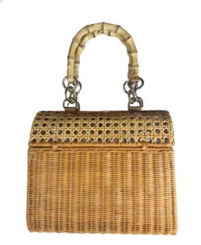 Serpui Nyla Wicker Bag, Light Honey