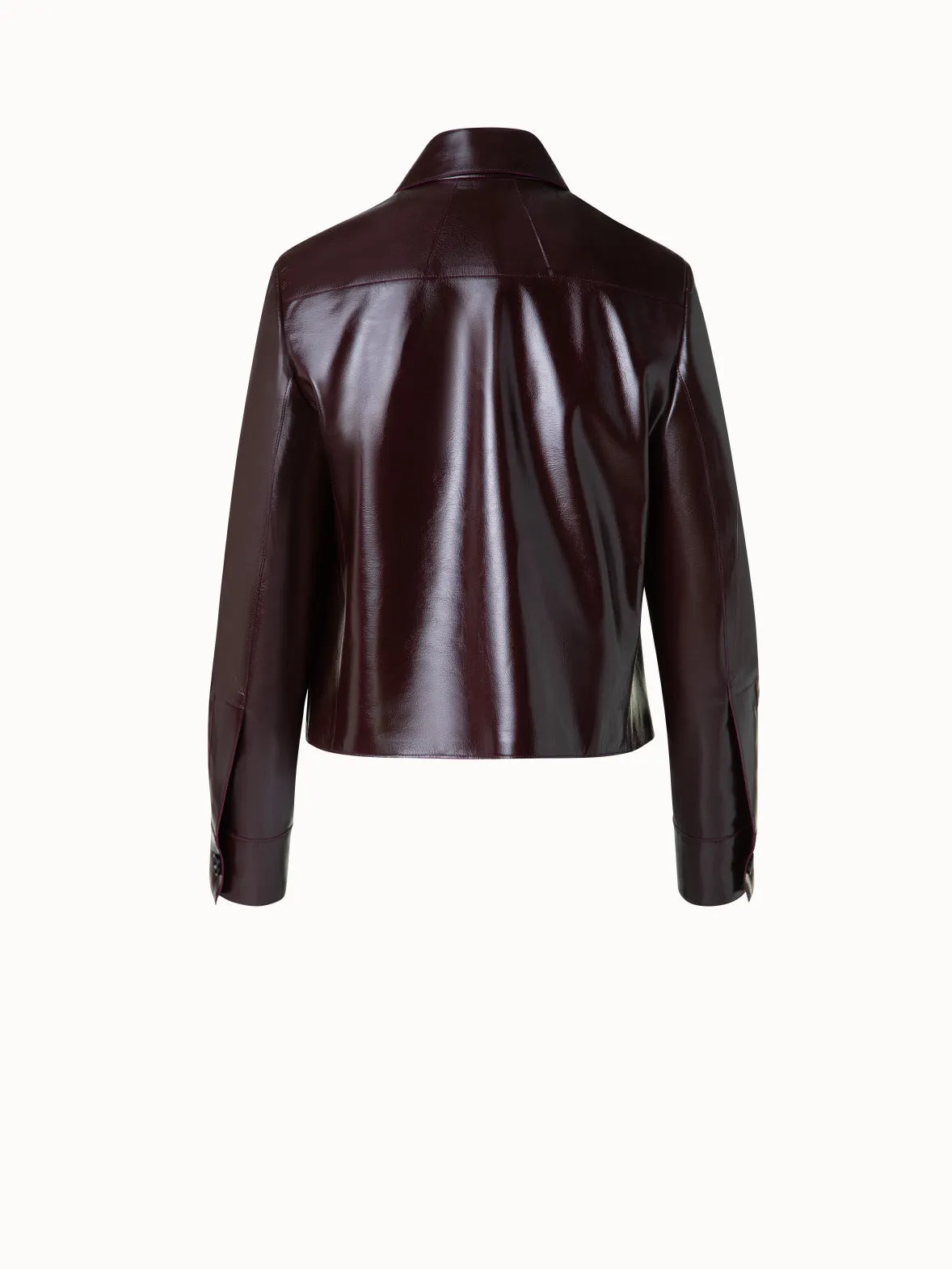 Short Leather Jacket in Lacquer Leather