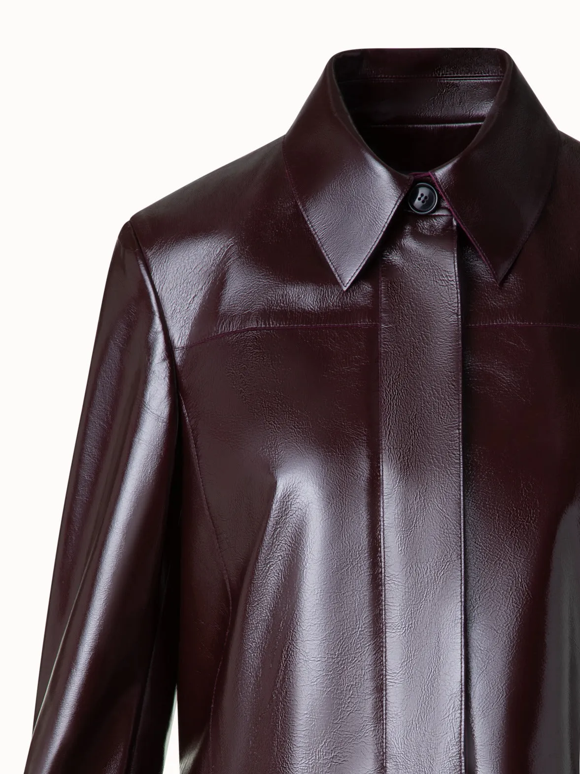 Short Leather Jacket in Lacquer Leather