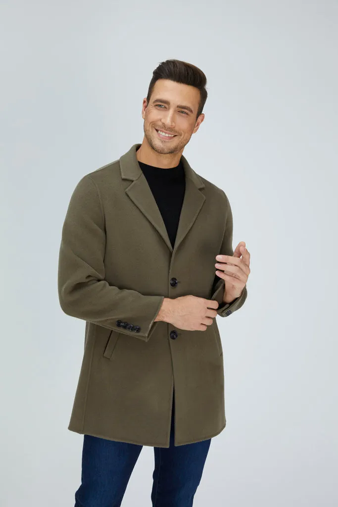 Slick Single-Breasted Wool Blend Coat