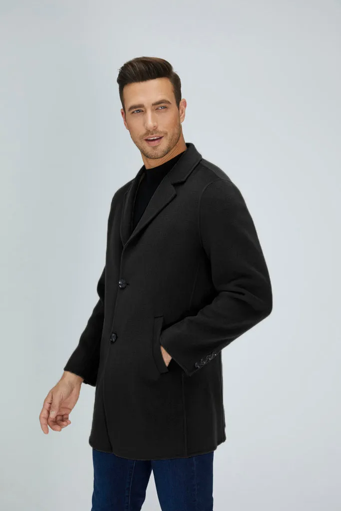 Slick Single-Breasted Wool Blend Coat