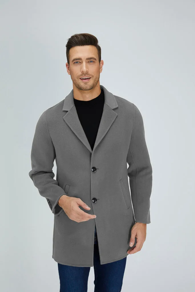 Slick Single-Breasted Wool Blend Coat