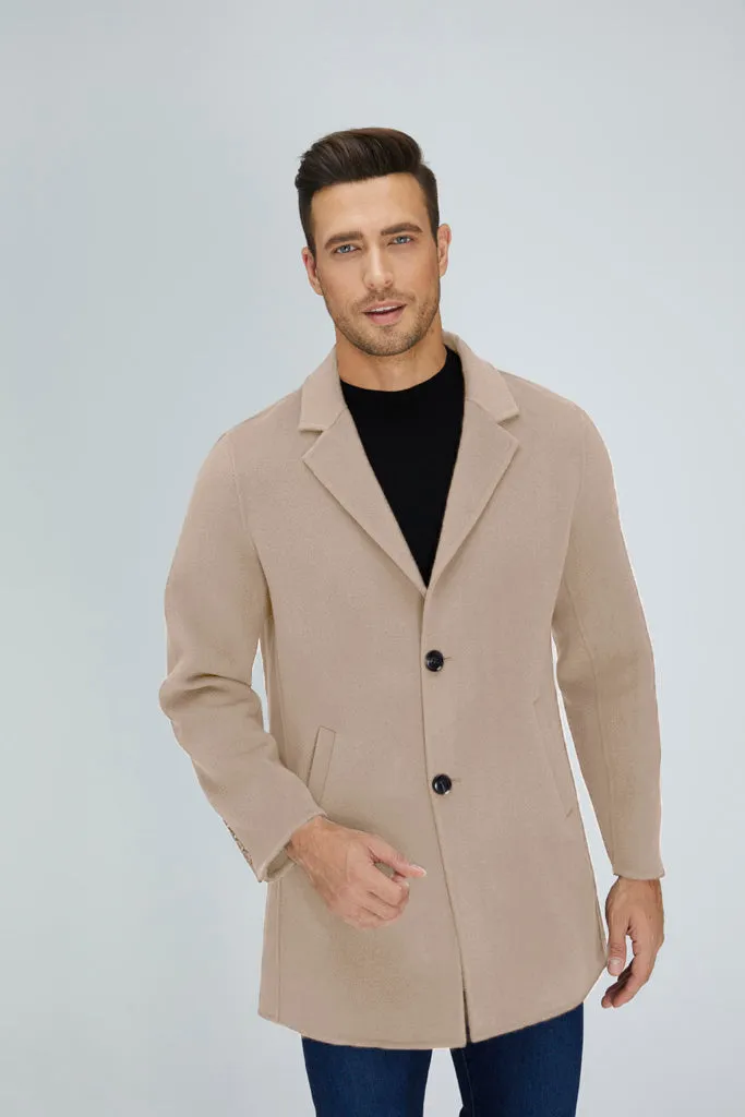 Slick Single-Breasted Wool Blend Coat