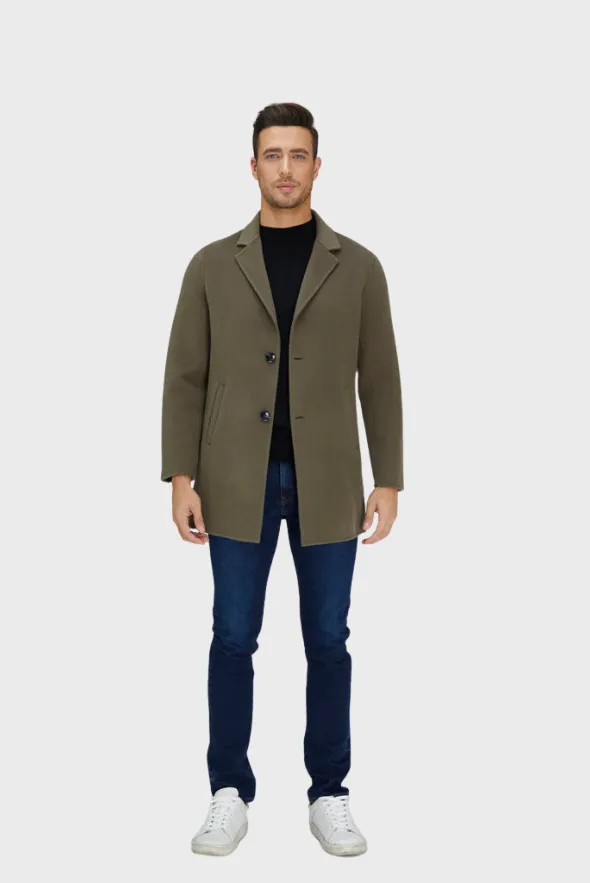 Slick Single-Breasted Wool Blend Coat