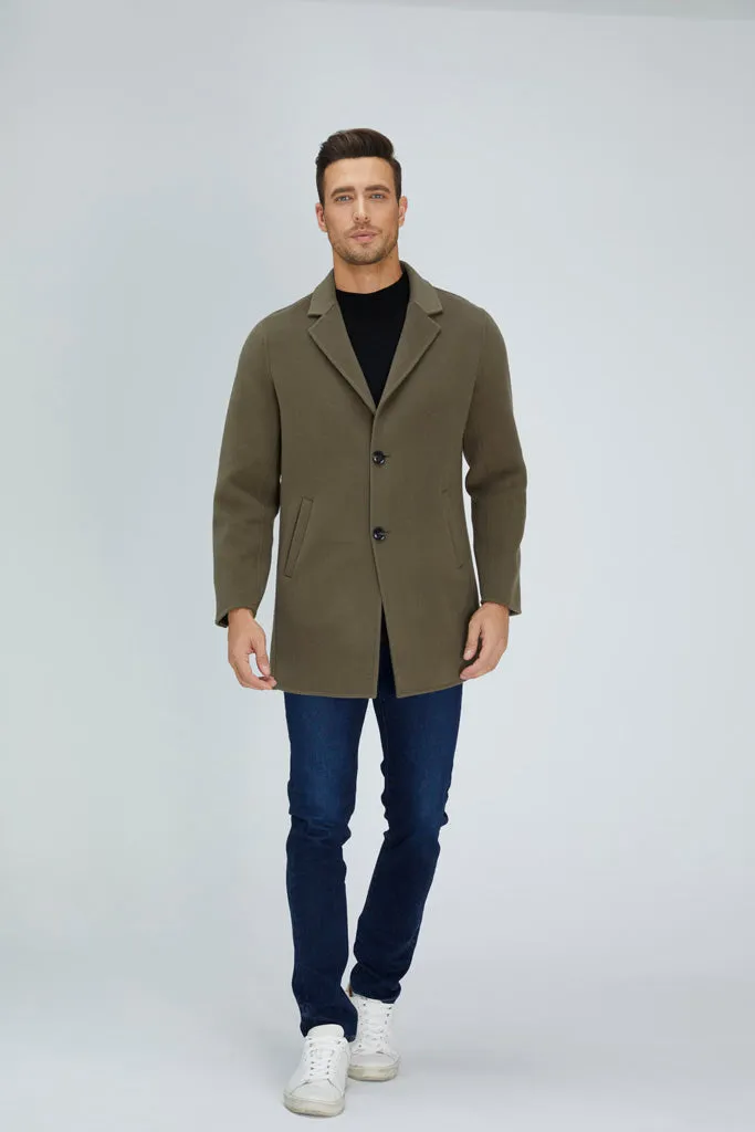 Slick Single-Breasted Wool Blend Coat