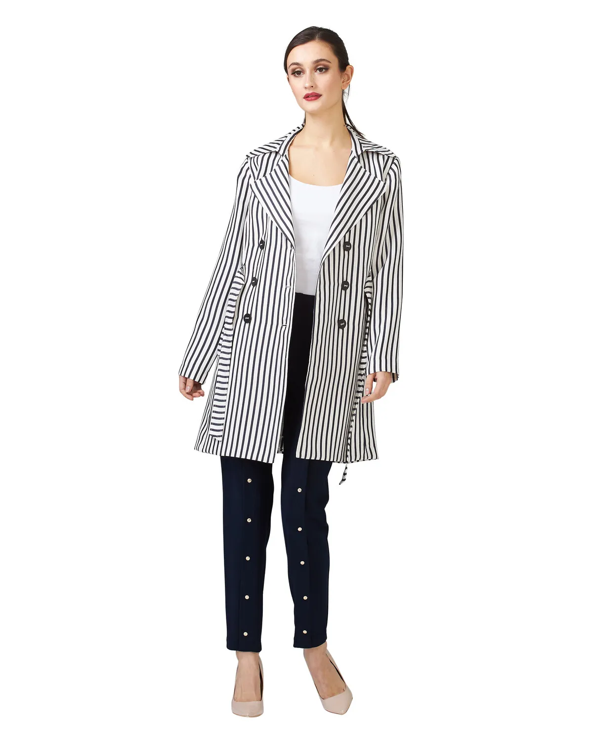 Striped Double-breasted Coat Style 201253