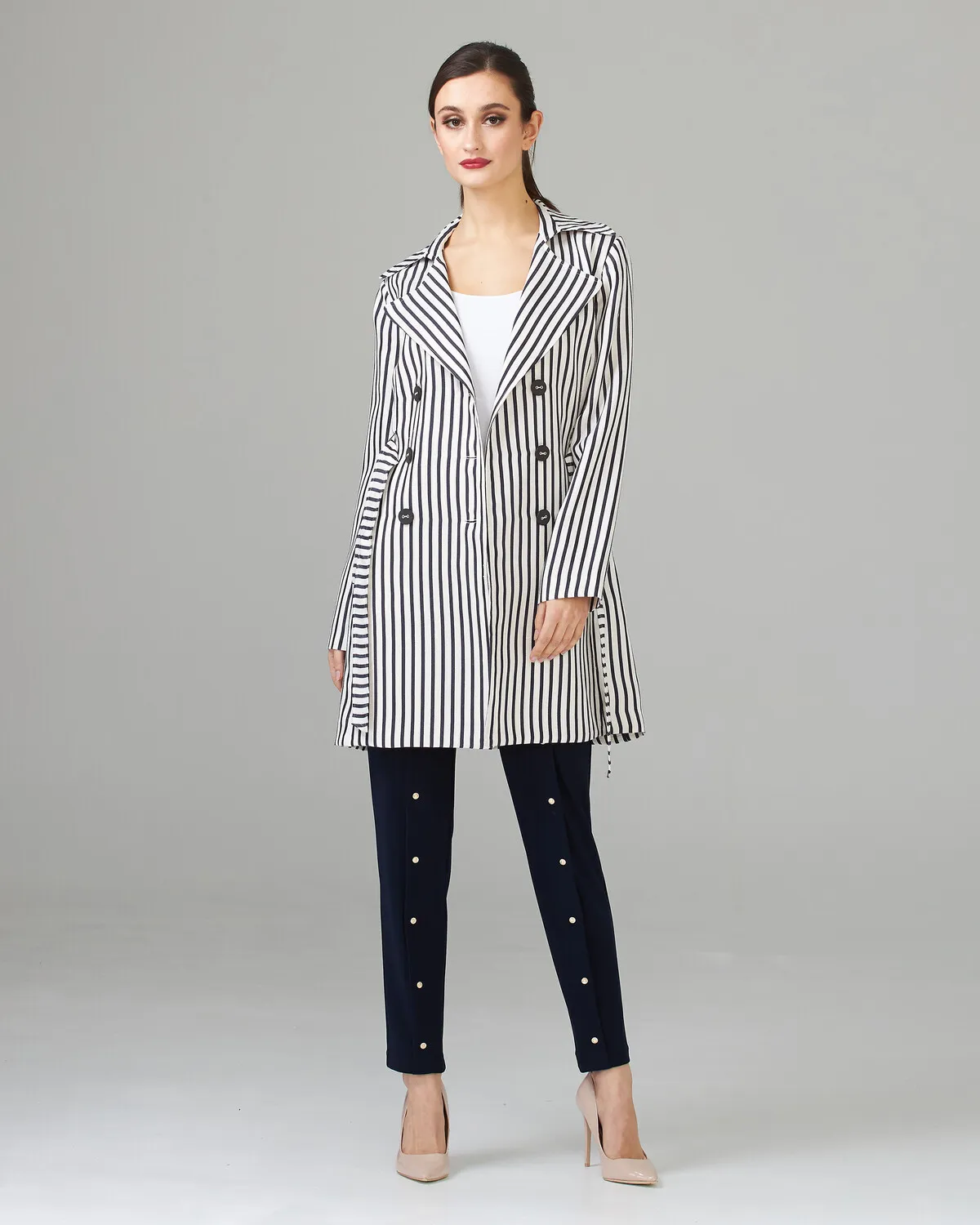 Striped Double-breasted Coat Style 201253