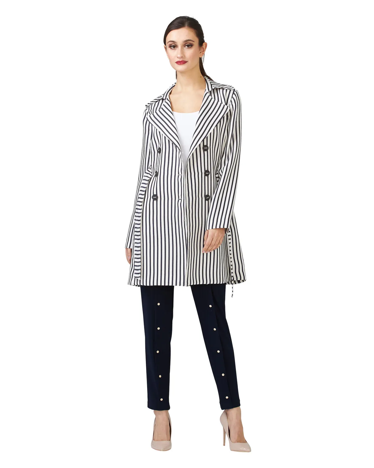 Striped Double-breasted Coat Style 201253