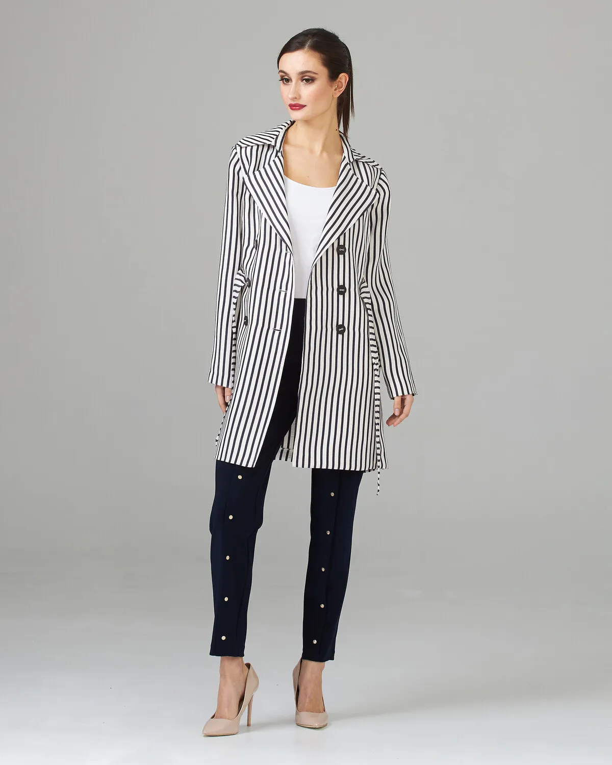 Striped Double-breasted Coat Style 201253