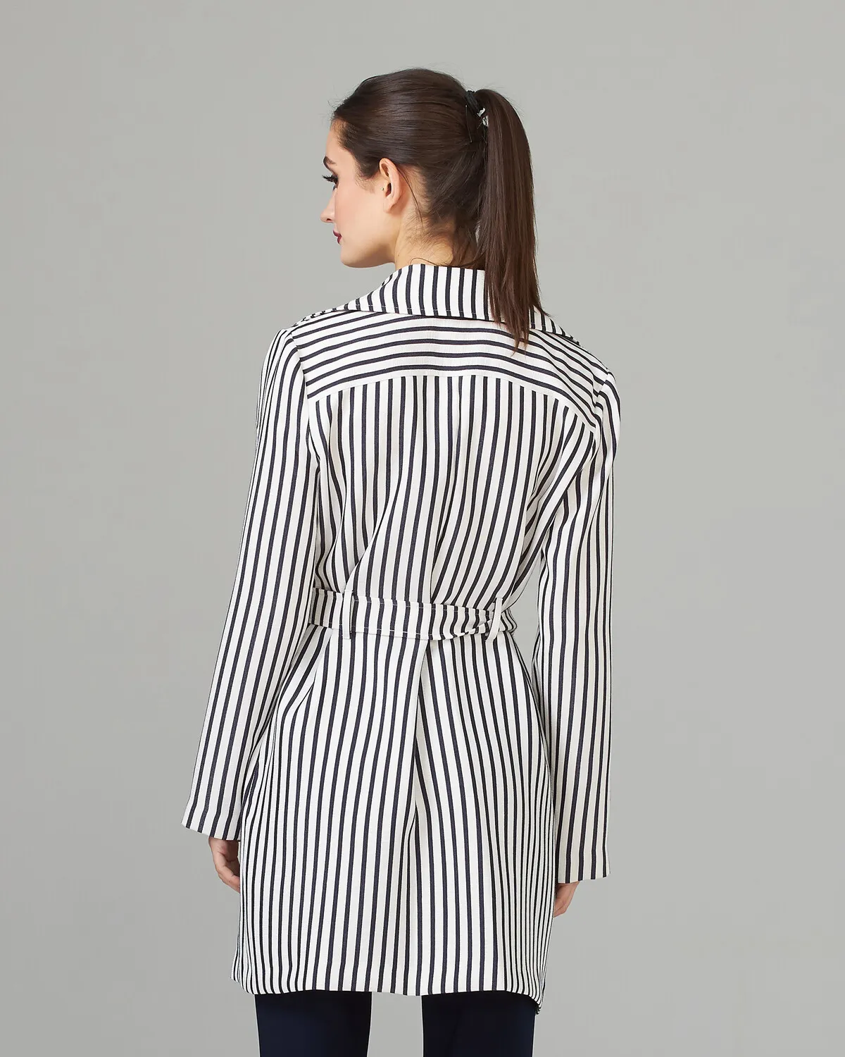 Striped Double-breasted Coat Style 201253