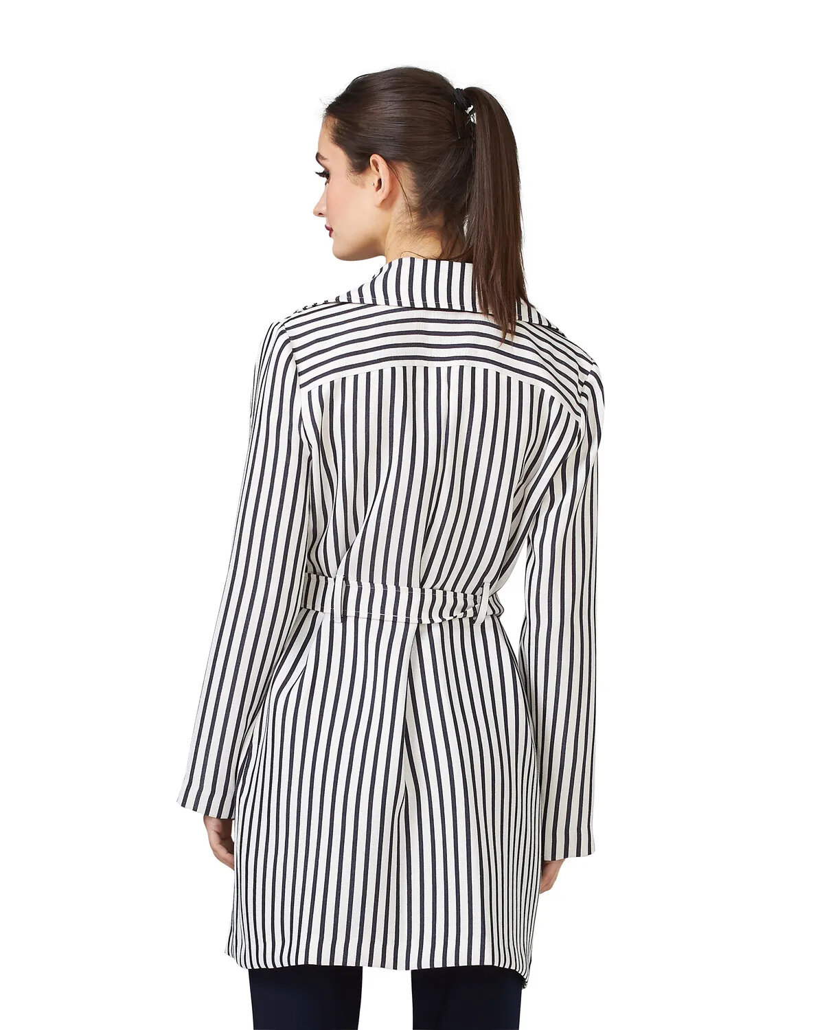 Striped Double-breasted Coat Style 201253