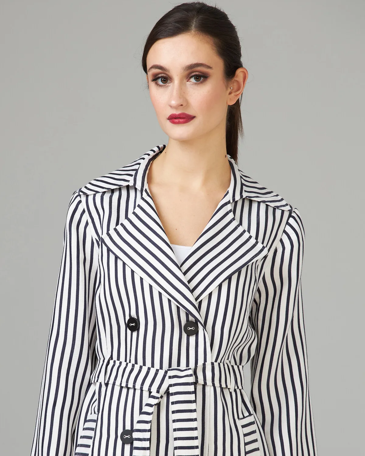 Striped Double-breasted Coat Style 201253