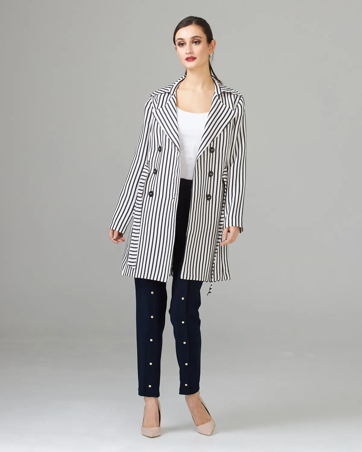 Striped Double-breasted Coat Style 201253