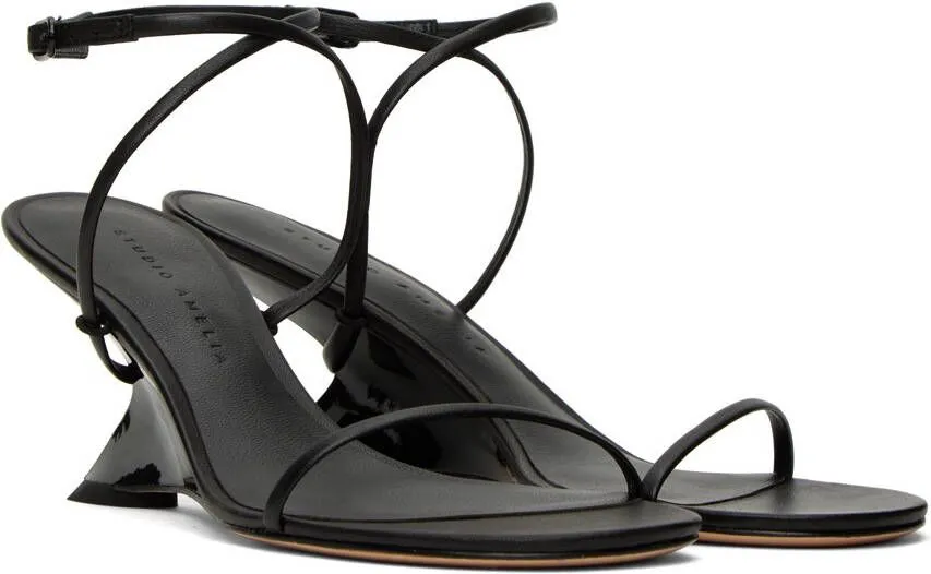 Studio Amelia Black Halter Wedge Heeled Sandals