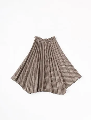 Venera Arapu Dark Riv Pleated Houndstooth Skirt