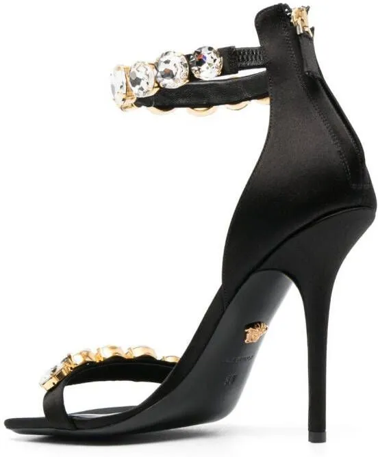 Versace 110mm crystal-embellished satin sandals Black