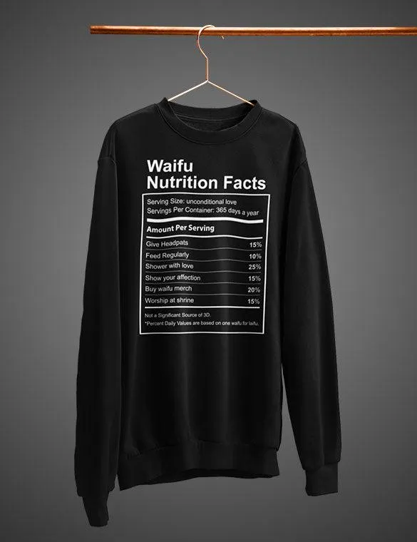 Waifu Nutrition Facts  Sweatshirt