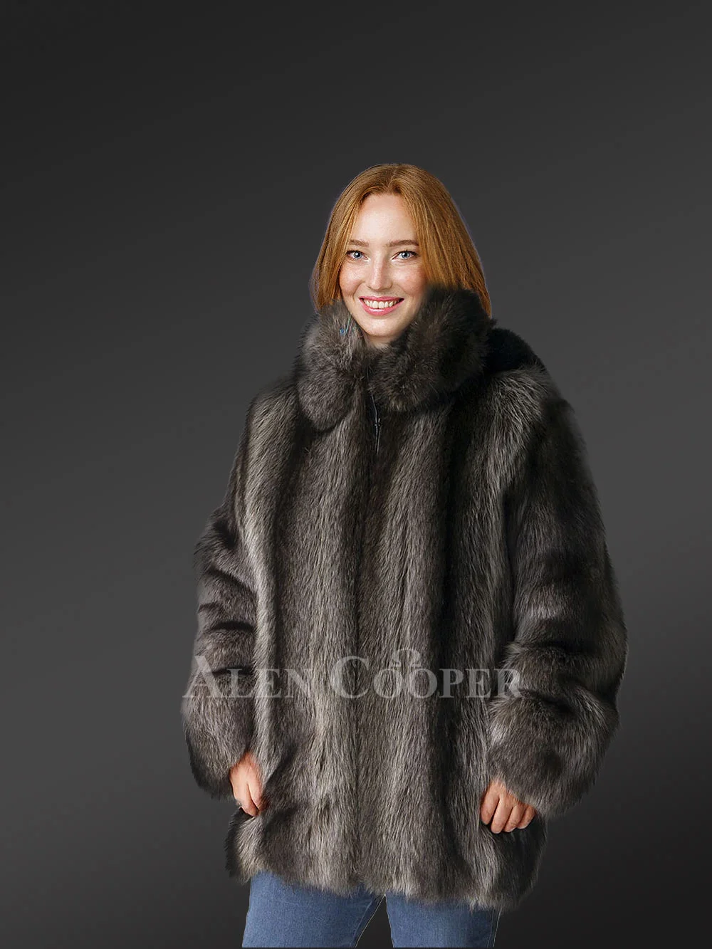 Womens Fusion Fur Coat in Brown