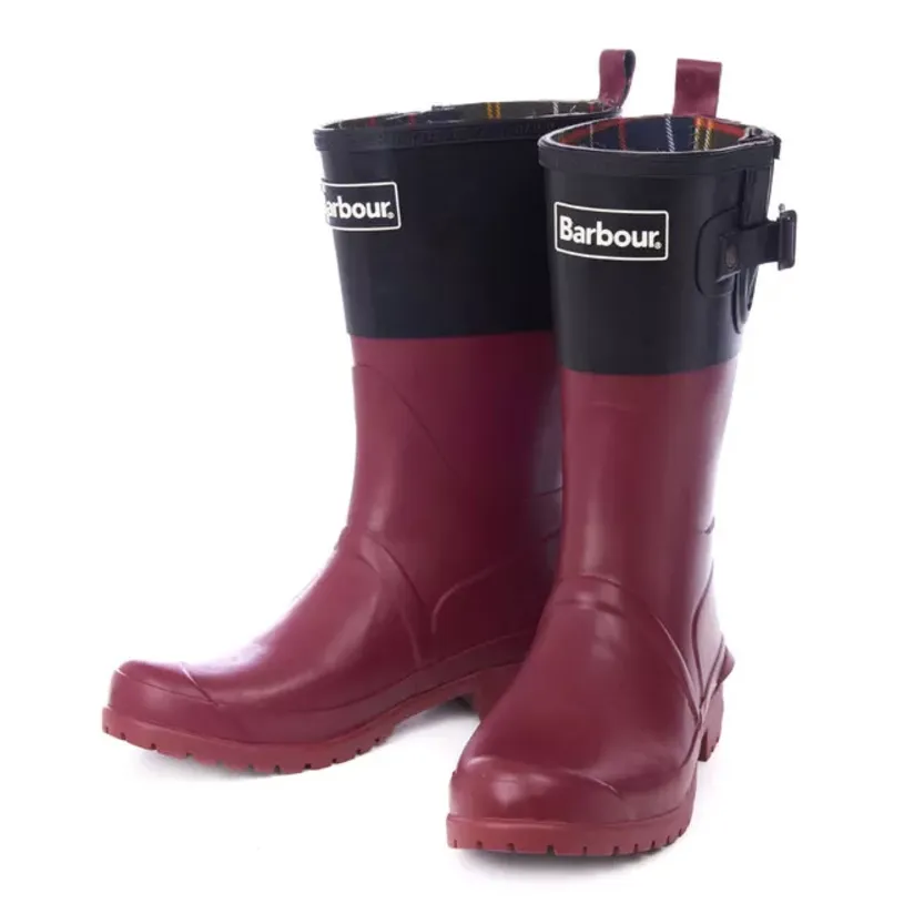 Women's Short Wellington Boots Black/Burgundy