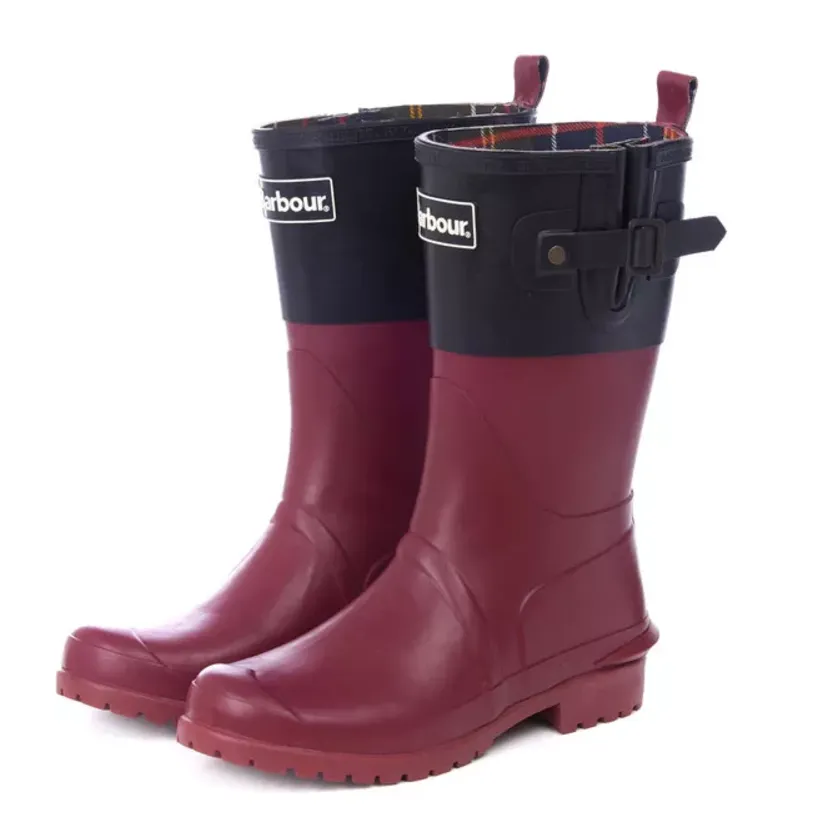 Women's Short Wellington Boots Black/Burgundy