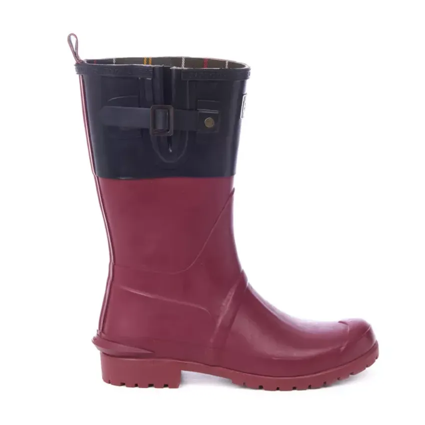 Women's Short Wellington Boots Black/Burgundy