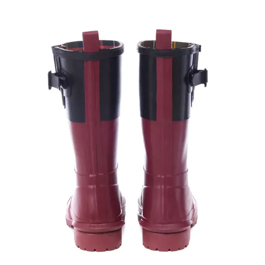 Women's Short Wellington Boots Black/Burgundy