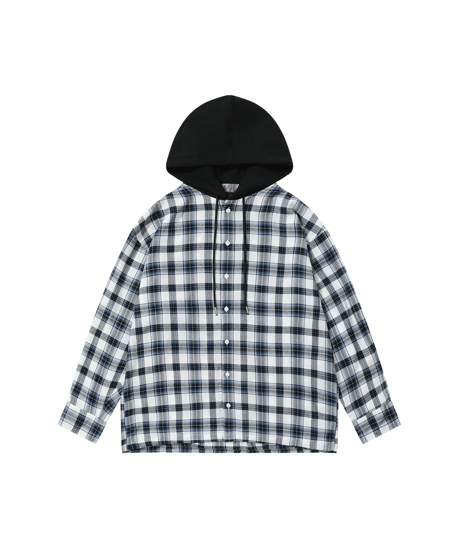 WOOALONG  |[WOOALONG]★Over-fit check hood shirt