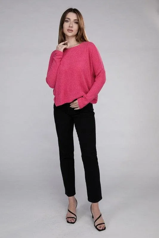 ZENANA Ribbed Dolman Long Sleeve Sweater